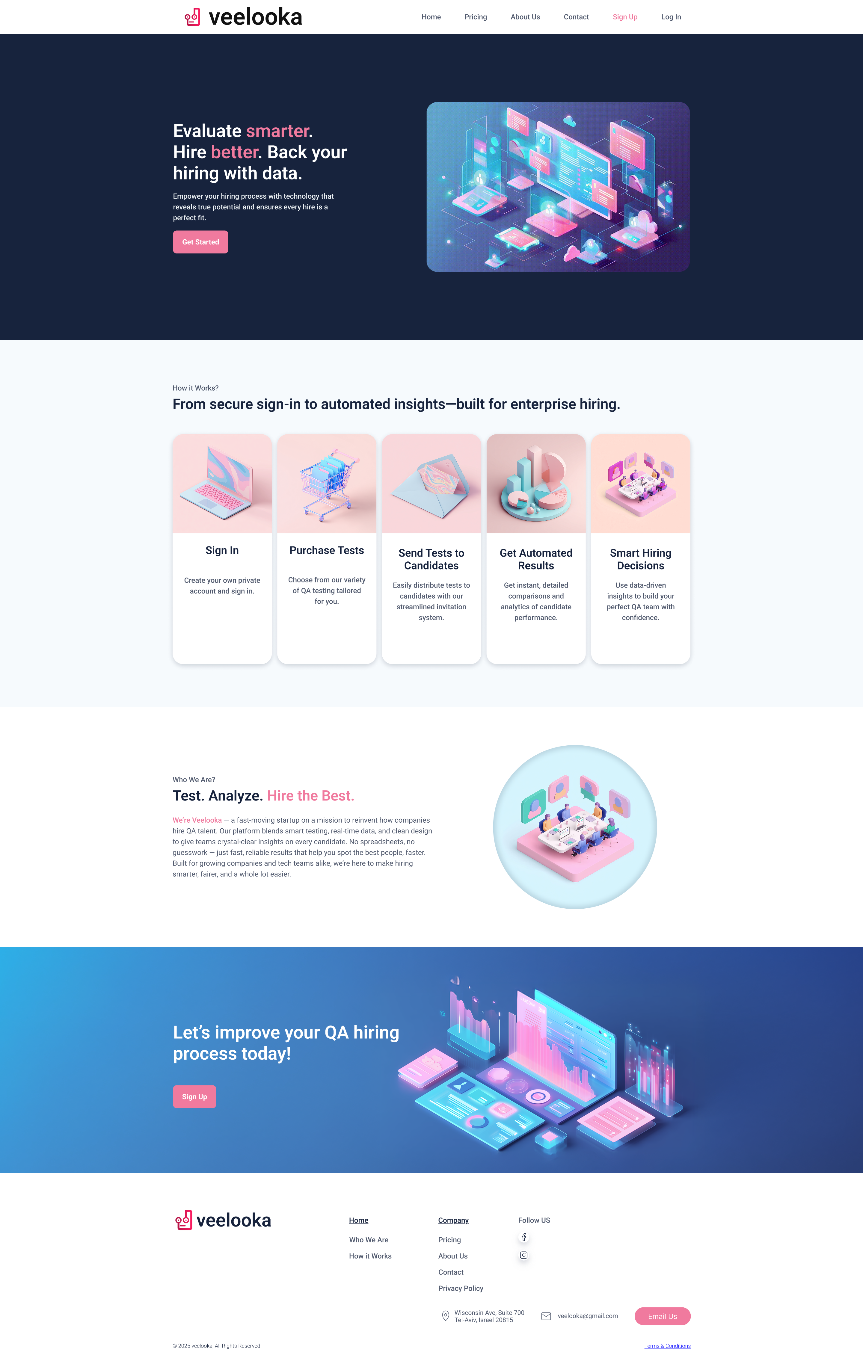 Veelooka homepage - Evaluate smarter, hire better with data-driven QA hiring